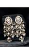 Gold-Plated Kundan Dangler Tassel White Pearl Earrings RAE1874