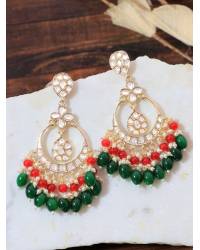 Buy Online Royal Bling Earring Jewelry Gold-plated Green Choker Kundan Studded Dangler Earrings RAE1436 Jewellery RAE1436