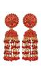 Crunchy Fashion Gold-Plated  Red Beads & Tassel  Ethnic Jhumka Earrings RAE1880