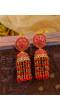 Crunchy Fashion Gold-Plated  Red Beads & Tassel  Ethnic Jhumka Earrings RAE1880