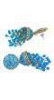 Crunchy Fashion Gold-Plated  Blue Beads & Tassel  Ethnic Jhumka Earrings RAE1881