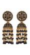 Crunchy Fashion Gold-Plated Black Beads & Tassel  Ethnic Jhumka Earrings RAE1883