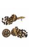 Crunchy Fashion Gold-Plated Black Beads & Tassel  Ethnic Jhumka Earrings RAE1883