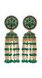 Crunchy Fashion Gold-Plated Green Beads & Tassel  Ethnic Jhumka Earrings RAE1885