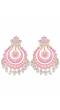 Crunchy Fashion Dazzling Pearl Gold-Plated  Kundan Meenakari Pink Chandbali Earrings RAE1891