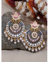 Buy Online Crunchy Fashion Earring Jewelry Oxidised Gold-Plated Traditional Pink Jhunka Earrings RAE0448 Jewellery RAE0448
