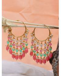 Buy Online Crunchy Fashion Earring Jewelry Crunchy Fashion Gold-Plated Chandbali Pink Kundan & Pearl Maang Tika CFTK0051 Ethnic Jewellery CFTK0051