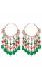 Crunchy Fashion Gold-Plated Red& Green Pearls  Jhalar Bali Hoop Earrings  RAE1901