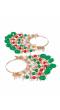 Crunchy Fashion Gold-Plated Red& Green Pearls  Jhalar Bali Hoop Earrings  RAE1901