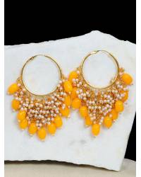 Buy Online  Earring Jewelry Gold-Plated Jhalar Bali Hoop Earrings With Yellow Pearls RAE1475 Hoops & Baalis RAE1475