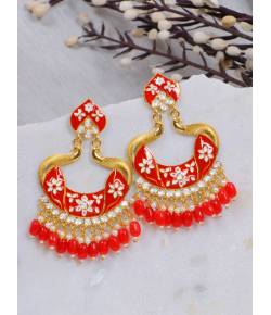 Indian Traditional Rajasthan Red Meenakari  Ethnic Peacock Trendy Stylish Earring RAE1906