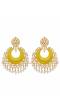 Gold Plated Designer Studded Kundan Yellow Dangler Earring With Pearls RAE1908
