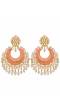 Gold Plated Designer Studded Kundan Pink Dangler Earring With Pearls RAE1909