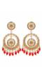 Crunchy Fashion Gold-Plated Red Perals Bollywood Style White Kundan Earrings RAE1910