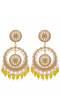 Crunchy Fashion Gold-Plated  Yellow Perals Marvelous Bollywood Style White Kundan EarringsRAE1913