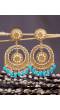 Crunchy Fashion Gold-Plated  Blue Perals Marvelous Bollywood Style White Kundan Earrings RAE1914