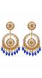 Crunchy Fashion Gold-Plated Blue Perals Bollywood Style White Kundan Earrings RAE1916