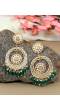 Crunchy Fashion Gold-Plated  Green Perals Marvelous Bollywood Style White Kundan Earrings RAE1917
