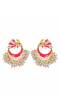 Crunchy Fashion Gold-Plated Red Peacock Chandbali White  Pearl Dangler  Earrings RAE1921