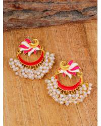 Buy Online Royal Bling Earring Jewelry Crunchy Fashion Gold-plated Green Lotus Kundan Drop & Dangler Earrings RAE2187 Earrings RAE2187