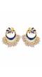 Crunchy Fashion Gold-Plated Blue Peacock Chandbali White  Pearl Dangler  Earrings RAE1926