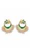 Crunchy Fashion Gold-Plated Green Peacock Chandbali White  Pearl Dangler  Earrings RAE1927