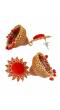 Crunchy Fashion Sun floral Red Velvet Gold-plated Enamel Jhumka Earring RAE1930