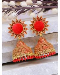 Buy Online Royal Bling Earring Jewelry Classy Gold-Plated Pink Crystal Work Dangler Earrings for Women/Girls Jewellery RAE1249