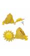 Crunchy Fashion Sun floral Yellow Velvet Gold-plated Enamel Jhumka Earring RAE1933
