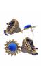 Crunchy Fashion Sun floral Blue Velvet Gold-plated Enamel Jhumka Earring RAE1936
