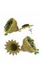 Crunchy Fashion Sun floral Green Velvet Gold-plated Enamel Jhumka Earring RAE1937