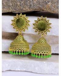 Buy Online Crunchy Fashion Earring Jewelry Crunchy Fashion Gold-Plated Pearls Grey & Yellow Ethnic Kundan Earring & Maang Tika Set RAE2167 Earrings RAE2167