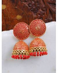 Buy Online Royal Bling Earring Jewelry Gold Plated Handcrafted Enamel Red Meenakari Hoop Earrings RAE1341 Jewellery RAE1341