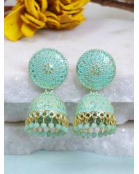 Buy Online Royal Bling Earring Jewelry Gold-Plated Green Stone Leaf Jhumka Earrings  Jhumki RAE2259