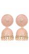 Oxidised Gold-Plated Enamel  Peach Pearl Pearls Jhumka Earrings RAE1946