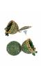 Gold-Plated Enamel Nakashi  Green Pearl Pearls Jhumka Earrings RAE1947