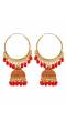 Gold Plated Red Pearl Hoop Jhumka Earrings For Women/Girl's 