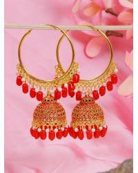 Buy Online Royal Bling Earring Jewelry Gold Plated Handcrafted Enamel Royal Pink Meenakari Hoop Earrings RAE1340 Jewellery RAE1340