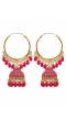 Gold Plated Pink Pearl Hoop Jhumka Earrings For Women/Girl's 
