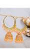 Gold Plated Peach Pearl Hoop Jhumka Earrings For Women/Girl's 