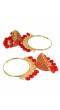 Crunchy Fashion Ethnic Gold Plated Red Beads & Pearl Large Bali Hoop Jhumka/Jhumka Earrings RAE1960