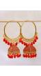 Crunchy Fashion Ethnic Gold Plated Red Beads & Pearl Large Bali Hoop Jhumka/Jhumka Earrings RAE1960