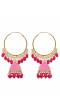 Crunchy Fashion Ethnic Gold Plated Pink Beads & Pearl Large Bali Hoop Jhumka/Jhumka Earrings RAE1966