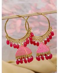 Buy Online Crunchy Fashion Earring Jewelry Turquoise Enamel Gold-Plated Hoop Jhumka Earrings Hoops & Baalis RAE2224