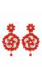 Crunchy Fashion Gold-plated Red Kundan Stone Flower Stud Dangler Earrings RAE1970