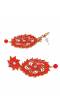 Crunchy Fashion Gold-plated Red Kundan Stone Flower Stud Dangler Earrings RAE1970
