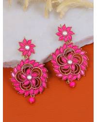 Buy Online Royal Bling Earring Jewelry Traditional Gold-Plated Orange Meenakari Layered Jhumki Pearl Earrings  RAE1137 Jewellery RAE1137