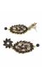 Crunchy Fashion Gold-plated Black Kundan Stone Flower Stud Dangler Earrings RAE1972