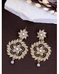 Buy Online Crunchy Fashion Earring Jewelry Gold-Plated Lotus Style Green Meenakari Jhumka Earrings Jewellery RAE1156