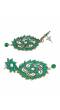 Crunchy Fashion Gold-plated Green Kundan Stone Flower Stud Dangler Earrings RAE1978